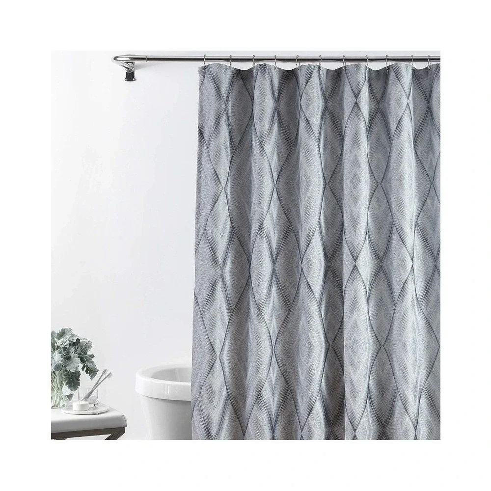 Croscill Echo Shower Curtain 72x72 Slate Grey New Geometric Diamond Woven Fabric